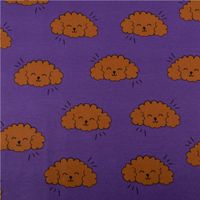 Sweatstoff Soft aus Baumwolle Dogs Pudel lila braun 1,38m Breite