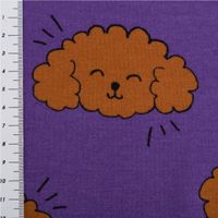 Sweatstoff Soft aus Baumwolle Dogs Pudel lila braun 1,38m Breite mit Maßband