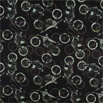 Sweatstoff aus Baumwolle Digital Dirt Bikes schwarz dunkelgrün