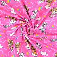 Cooler Paw Patrol Lizenzprint Jersey Stoff aus Baumwolle in Pink mit 1,50m Breite gedreht