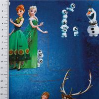 Frozen Jersey Stoff Baumwolle Digitaldruck Royal blau 1,50m Breite mit Maßband