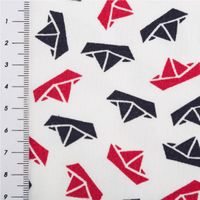 Jersey Stoff Baumwolle Maritim Papierboote weiß blau rot 1,50m Breite mit Maßband