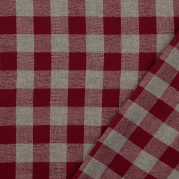Flanell Stoff aus Baumwolle garngefärbt Karo rot 1,44m Breite mit Rückseite