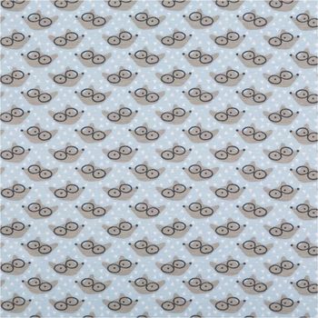 Jersey Stoff Baumwolljersey Fauzy Füchse mit Brille hellblau 1,50m Breite