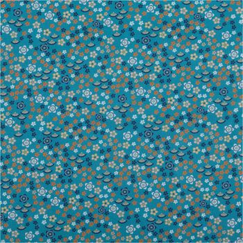 Baumwollstoff Popeline Stoff Millefleurs Blümchen türkis 1,45m Breite