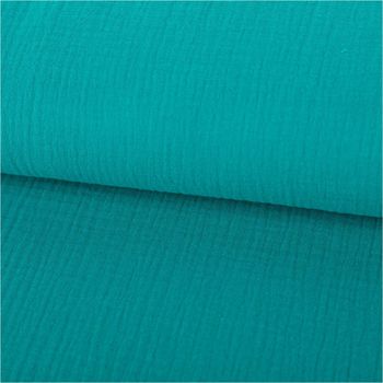 Musselin Stoff Double Gauze einfarbig petrol 1,35m Breite doubliert