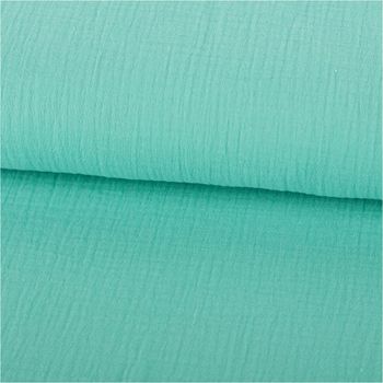 Musselin Stoff Double Gauze einfarbig türkis 1,35m Breite doubliert
