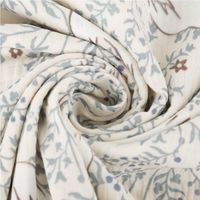 Musselin Stoff Double Gauze Daphany Vögel Ranken ecru blau 1,30m Breite, gedreht