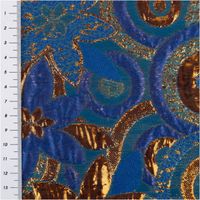 89961-Brokatstoff-mit-Lurex-Blumen-und-Kreise-blau-kupfer-145cm-Breite--MG-4796.jpg Glamouröser Brokatstoff mit Lurex und Doppelgewebe-Effekten in Blau und Kupfer für Deko, Bekleidung und Kostüme mit Massband