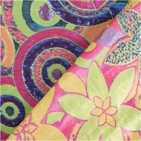 Glamouröser Brokatstoff mit Lurex und Doppelgewebe-Effekten in Grün und Pink für Deko, Bekleidung und Kostüme mit Rueckseite