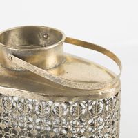 Wunderschöne ovale Laterne mit orientalischem Touch in Gold-Antik Nahaufnahme Halterung