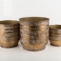 Wunderschönes Übertopf-Set Tripoli für deine liebsten Pflanzen in Gold-Antik Vollbild