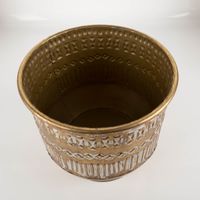 Wunderschönes Übertopf-Set Tripoli für deine liebsten Pflanzen in Gold-Antik von oben einzeln