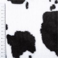 Kuschelweiches Plüsch Stoff Fellimitat im Kuhfell-Look in Schwarz und Weiß mit 1,60m Stoffbreite mit Massband weisses Motiv