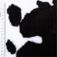 Kuschelweiches Plüsch Stoff Fellimitat im Kuhfell-Look in Schwarz und Weiß mit 1,60m Stoffbreite mit Massband schwarzes Motiv