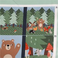 Baumwollstoff Popeline Digitaldruck Baby Spielbogen Forest Panel Uebersicht mit Activitybook