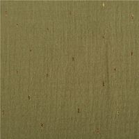 Double Gauze Musselin Foliendruck Konfetti Striche einfarbig olivgrün goldfarbig 1,35m Breite, Struktur