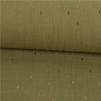 90040-Double-Gauze-Musselin-Foliendruck-Konfetti-Striche-einfarbig-olivgruen-goldfarbig-1-35m-Breite-IMG-0616.jpg Double Gauze Musselin Foliendruck Konfetti Striche einfarbig olivgrün goldfarbig 1,35m Breite, doubliert