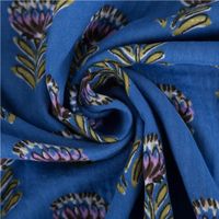 Musselin Stoff Double Gauze Esha Blumen blau 1,30m Breite, gedreht