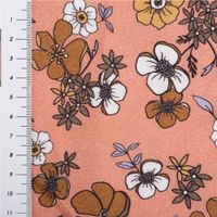 Viskose Stoff für Bekleidung Imae Blümchen rot 1,45m Breite, mit Maßband