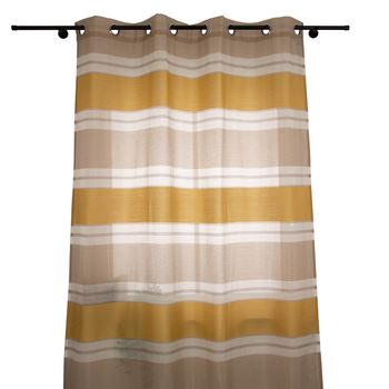Nachhaltiger Ösenvorhang Valeska Eco mit modernem Streifen-Dessin in Ecru und Gelb in der Größe 144x245cm (BxH) Freistellerbild