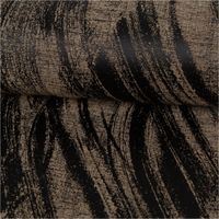 Vorhangstoff Jacquard Tindra Schwarz Gold 154cm Breite besticht durch ein elegantes Design mit abstrakten, organischen Wellenmustern. Dieser schimmernde Dekostoff ist ideal für moderne Fenstergestaltungen - ausgerollt und glatt liegend