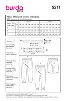 Burda Schnittmuster 9211 Kinder Hose Rückseite