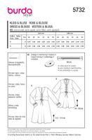 Burda Schnittmuster 5732 Damen Kleid & Bluse Übersicht