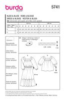 Burda Schnittmuster 5741 Damen Kleid & Bluse Übersict
