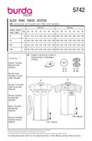Burda Schnittmuster 5742 Damen Kleid Übersicht