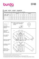 Burda Schnittmuster 5749 Damen Jacke Übersicht