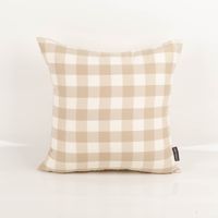 Kissenhülle Karos beige weiß in versch. Größen oder Wunschmaß von SCHÖNER LEBEN. Kissenhülle Karos beige weiß in versch. Größen oder Wunschmaß von SCHÖNER LEBEN, mit beigem und weißem Karomuster auf weißem