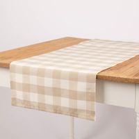 Tischläufer Karos beige weiß 40x160 cm von SCHÖNER LEBEN., dekorativer Tischläufer mit klassischem Karomuster für eine gemütliche Tischgestaltung im Landhausstil.