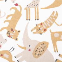 Baumwollstoff Mizoun mit originellem Tier-Print – Exklusives Design aus Frankreich Motiv freudige Tiere