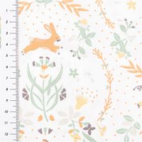 Baumwollstoff Zekia mit süßem Häschen-Print – Exklusives Design aus Frankreich mit Massband