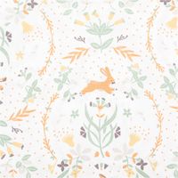 90396-Baumwollstoff-Zekia-Hase-Vogel-Blumenornamente-ecru-1-47m-Breite--MG-3057.jpg Baumwollstoff Zekia mit süßem Häschen-Print – Exklusives Design aus Frankreich Nahaufnahme
