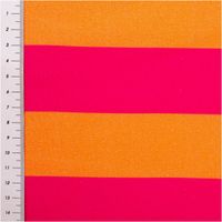 Halbpanama Dekostoff Joyful Basic Stripe in Pink und Orange – Leuchtender Baumwollstoff mit Digitaldruck mit Massband