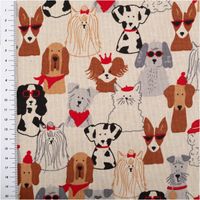 Dekostoff Halbpanama Dog Dress Up – originelles Hunde-Motiv auf hochwertigem Baumwollstoff mit Massband