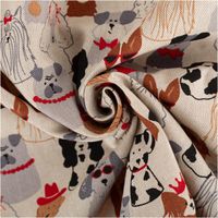 Dekostoff Halbpanama Dog Dress Up – originelles Hunde-Motiv auf hochwertigem Baumwollstoff kunstvoll eingedreht in Falten