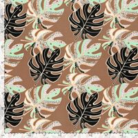 90442-Viskose-Stoff-mit-30--Leinen-Monstera-Blaetter-abstrakt-braun-mint-134cm-Breite-23012-054-5.jpg Viskose Stoff mit 30% Leinenanteil Monstera Blätter abstrakt braun mint 134cm Breite mit Maßbändern an zwei Seiten