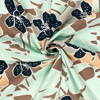 Leichter Viskose-Leinen Stoff mit modernem Blumen- und Blätter-Print – Perfekt für den Sommer!