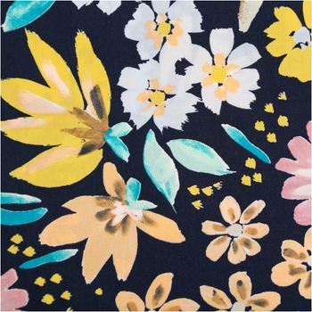 Baumwollsatin Stretchstoff mit Blumen-Print – Leichtigkeit & Stil für deine Modeprojekte Nahaufnahme des Stoffes