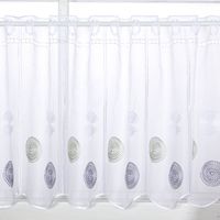 90480-Scheibengardinen-Meterware-naehfrei-Stickerei-Kreise-weiss-grau-gruen-45cm-Hoehe--MG-3785.jpg Hochwertige Scheibengardinen Meterware nähfrei Stickerei Kreise weiß grau grün 45cm Höhe bestechen durch moderne, bunte Kreis-Motive und praktische, montagefertige Verarbeitung. Ein elegantes Wohnaccessoire - Detailaufnahme