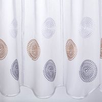 90482-Scheibengardinen-Meterware-naehfrei-Stickerei-Kreise-weiss-grau-beige-45cm-Hoehe--MG-3761.jpg Hochwertige Scheibengardinen Meterware nähfrei Stickerei Kreise weiß grau beige 45cm Höhe bestechen durch moderne, dezente Kreis-Motive und praktische, montagefertige Verarbeitung. Ein elegantes Wohnaccessoire - Nahaufnahme des Musters