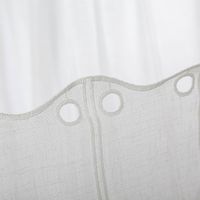 Hochwertige Scheibengardinen Meterware nähfrei Makrameé Leinenoptik wollweiß 45cm Höhe bestechen durch ihre natürliche Struktur und den kunstvollen, bogenförmigen Makrameé-Abschluss. Ein zeitloses Wohnaccessoire Hochwertige Scheibengardinen Meterware nähfr