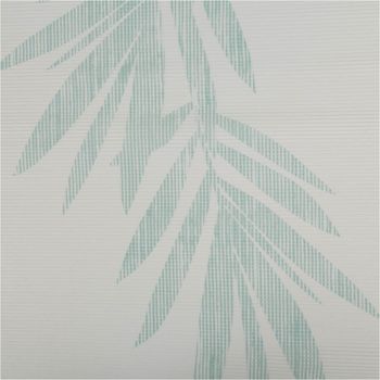 Schiebegardinen Meterware Bambusoptik Streifen Blätter – Moderne Fensterdeko in Weiß & Mint Ganzbild
