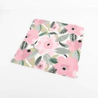 Kissenhülle Canvas mit Blumen in Rosa 40x40 cm – Sommerliches Dekokissen mit floralem Print ohne Fuellung