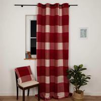 Vorhang Wolloptik isolierend Karo rot 135x260cm – Stilvoll, funktional & gemütlich bei Nacht in Szene gesetzt