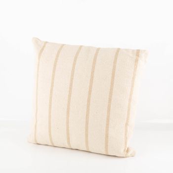 Kissen rustikale Struktur in Natur mit Streifen in Beige (50x50cm) – Stilvoll, gemütlich & hochwertig Vollansicht