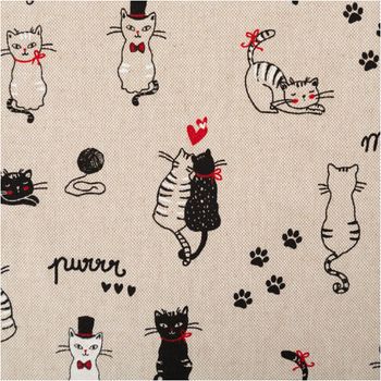 Dekostoff Halbpanama Cats Life – originelles Katzen-Motiv auf hochwertigem Baumwollstoff Nahaufnahme des Stoffes